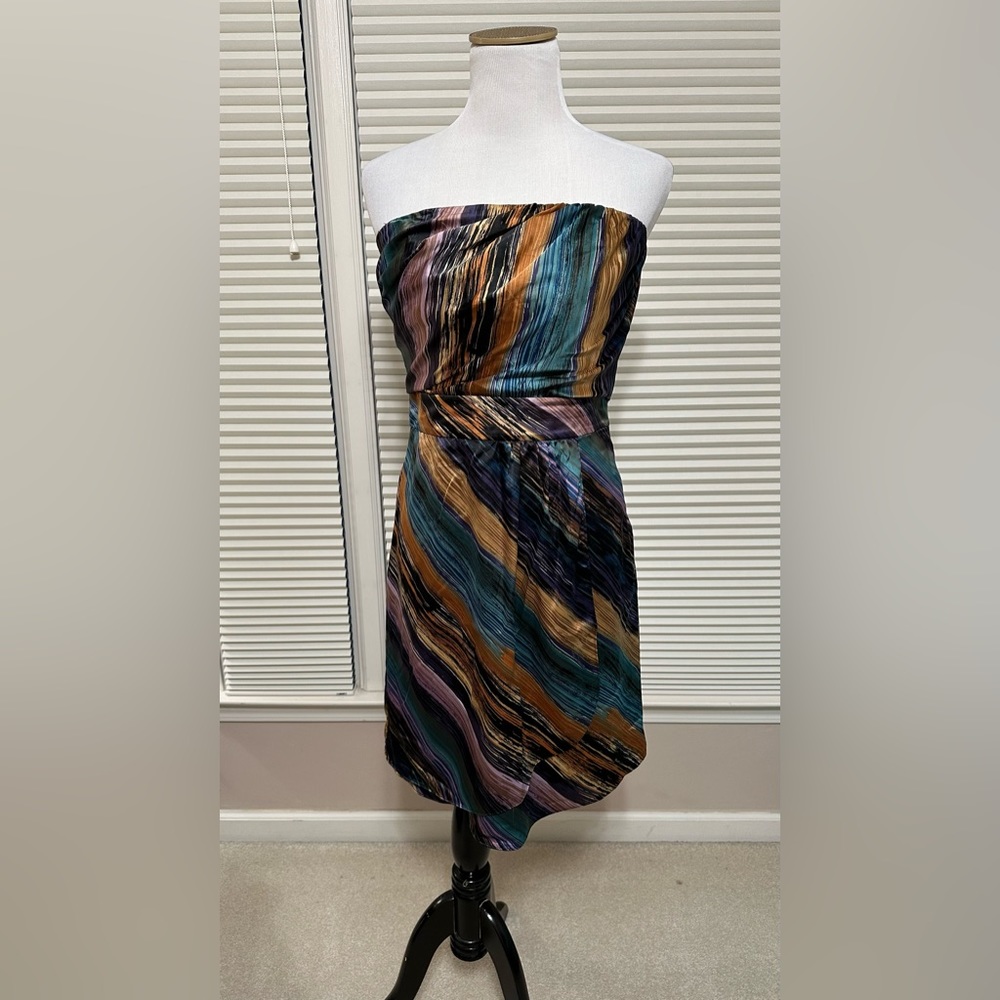 Strapless diagonal-pattern cocktail dress sz8